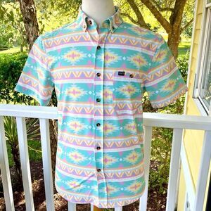 Party Collection by Southern Shirt Miami Beach Pastels Short Sleeve Shirt. Size